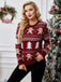 Maglione con albero di Natale e pan di zenzero rosso anni '60