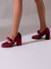 Décolleté Mary Jane in pelle scamosciata con fiocco