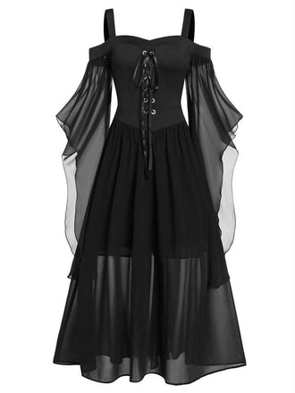 Abito con spalline trasparenti da strega Halloween anni '50
