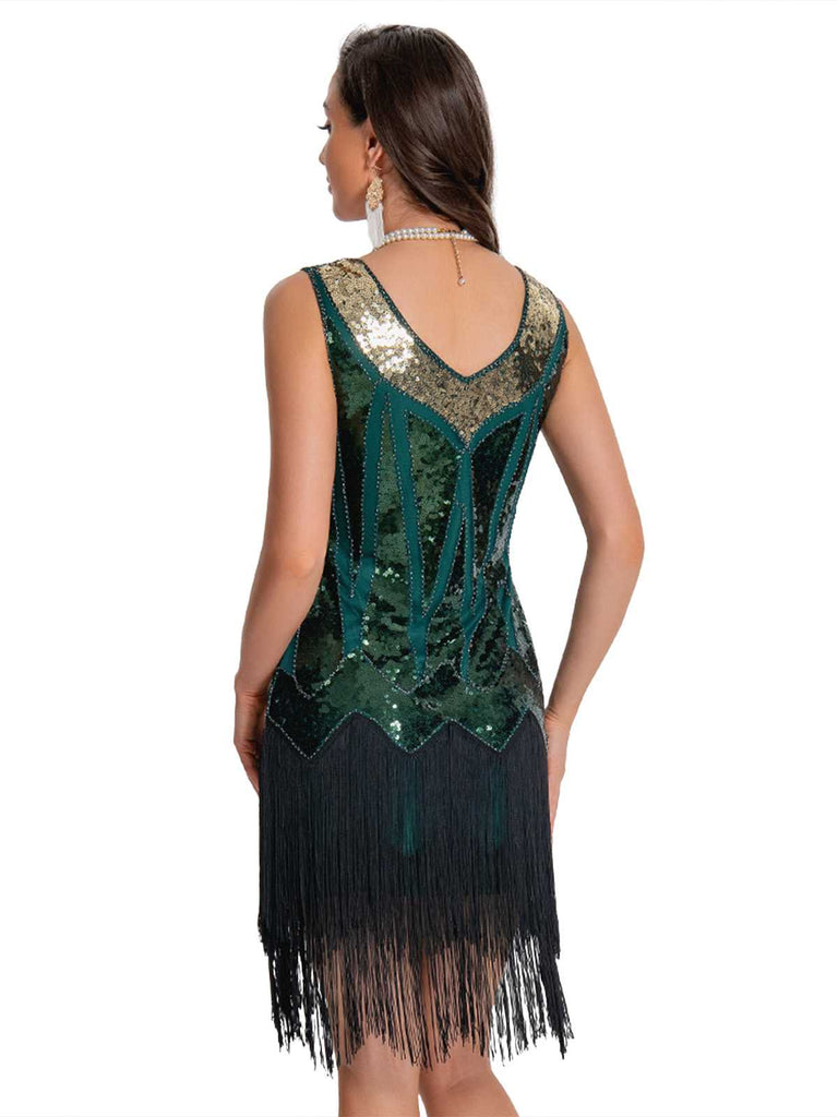 [Prevendita] Abito flapper con paillettes e orlo con frange anni '20