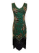 Abito flapper con scollo a V e perline e paillettes anni '20