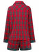 2PCS Pigiama a quadri natalizio rosso anni '30