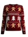 Maglione con albero di Natale e pan di zenzero rosso anni '60