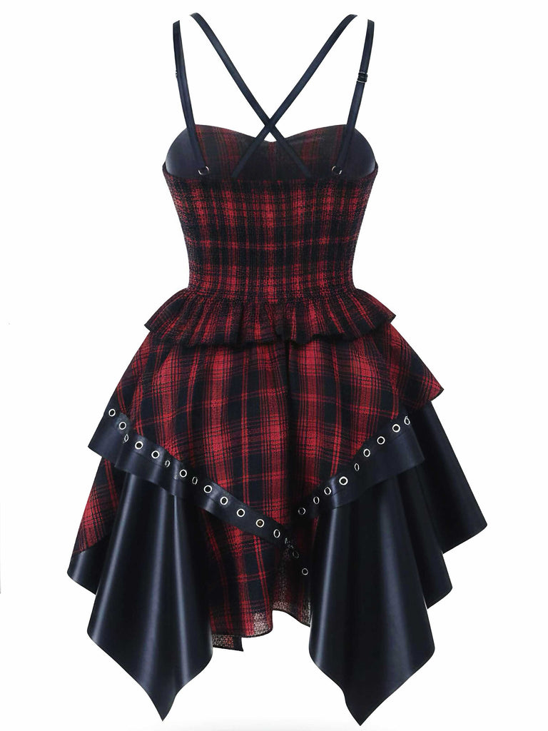 Abito corsetto in pelle quadri punk gotico anni '80
