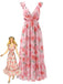 Abito-Lungo-Rosa-Anni '30-in-Chiffon-Floreale-con-Schiena-Scoperta