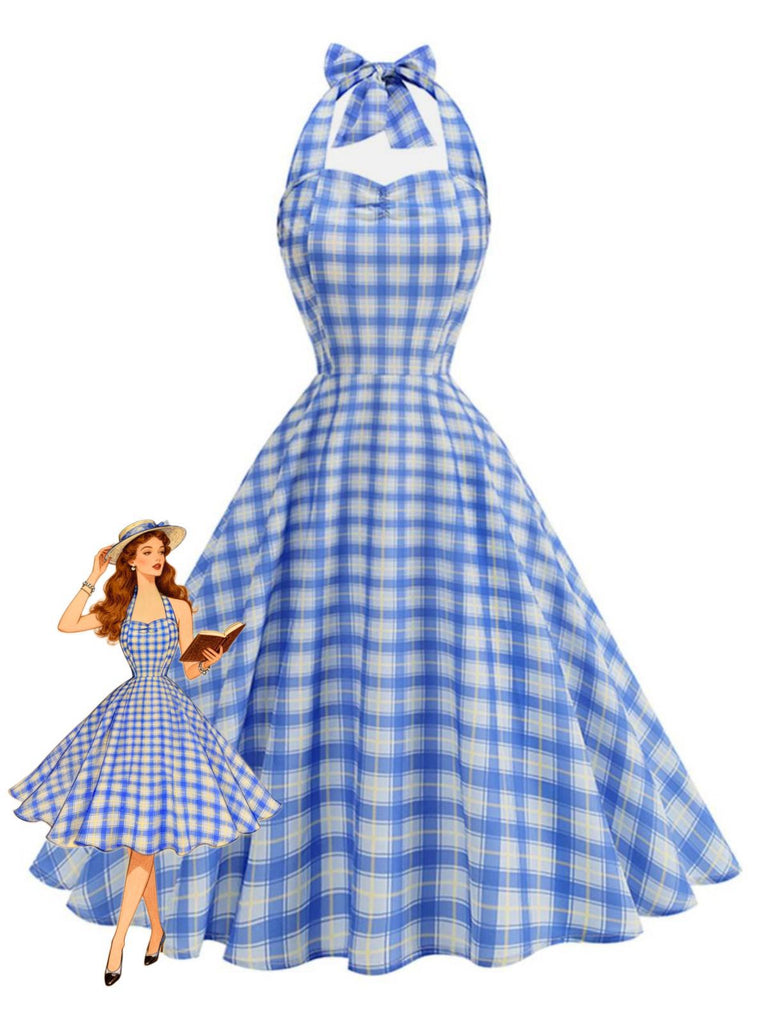Abito vintage anni '50 a quadri con scollo a cuore, perfetto per lo stile pin-up retrò e per eventi di ballo swing.