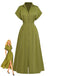 Abito-camicia-verde-anni '30-monopetto-con-spacchi