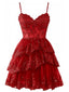 Abito corsetto in tulle con pizzo e paillettes a balze anni '80