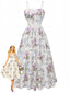 Abito da tè bianco con corsetto floreale anni '40