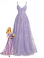 Abito lavanda anni '30 con paillettes e scollo a V