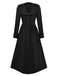 Cappotto lungo con colletto a dente in finta lana nero anni '40