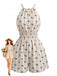 Apricot 1950s Print Halter Sleeveless Romper 2
