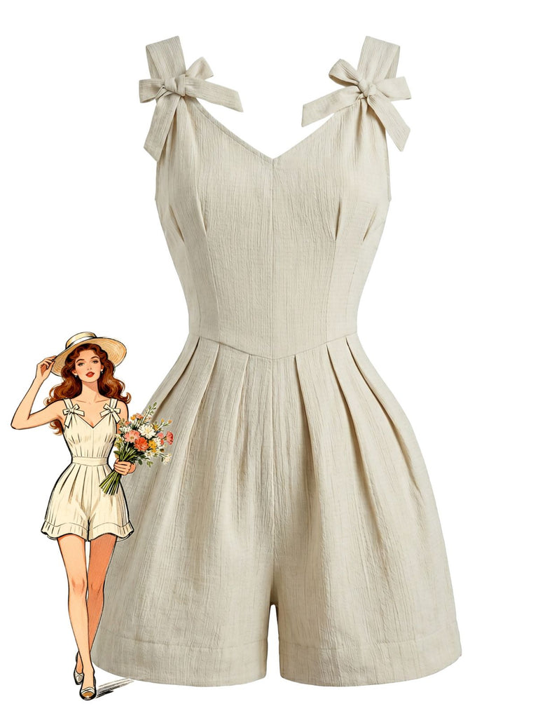 Apricot 1950s Bow One Piece Romper 2