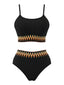 Bikini a coste con vita alta e motivo a zigzag anni '50