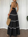 Abito Lungo Nero Halter con Schiena Scoperta Color Block Anni '30 5