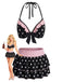 Black 1940s Polka Dot Halter Bikini Set