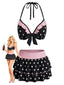 [Prevendita] Set Bikini Nero Anni '40 a Pois con Scollo All'americana