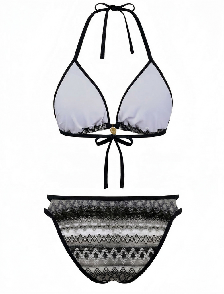 Set Bikini Bohémien Geometric in Maglia Halter Anni '70 9