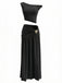 2PCS Anni '30 Top a Spalle Scoperte e Gonna Lunga Arricciata