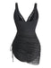 Costume Intero Nero in Pizzo con Scollo a V Ruched Anni '50 2