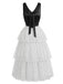 [Prevendita] Abito in Chiffon a Pois con Volant a Balze Nero & Bianco Anni '40
