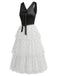 [Prevendita] Abito in Chiffon a Pois con Volant a Balze Nero & Bianco Anni '40