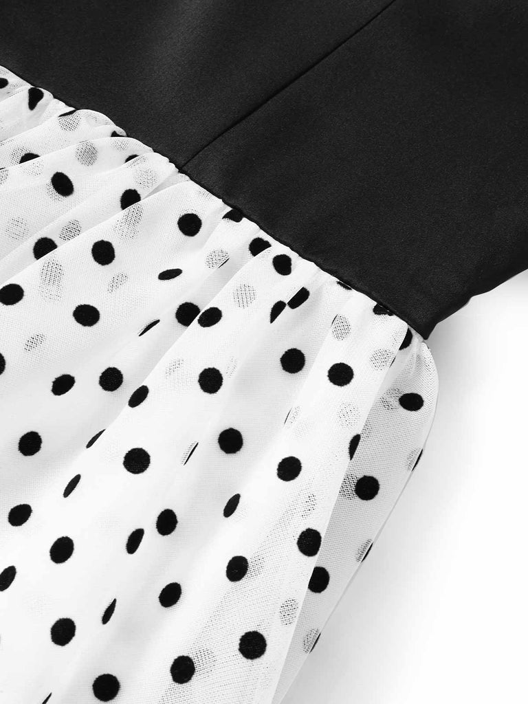 [Prevendita] Abito in Chiffon a Pois con Volant a Balze Nero & Bianco Anni '40