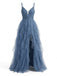 Abito da Sera a Balze in Tulle con Glitter e Spacco Anni '30