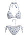 Blu Set Bikini a Fiori Minuti con Allacciatura al Collo e Laccio Dietro Anni '40 2