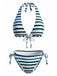Set Tankini a Righe Halter con Nodo Blu Anni '40 2
