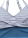 Costumi intero blu anni '40 a righe con tasche arricciate