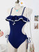 [Pre-Vendita] Costume Intero a Volant con Pendente a Conchiglia Blu Anni '40 5