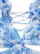 [Pre-Vendita] Abito Lungo Floreale con Cut-Out e Spalline a Volant Blu Anni '50 5