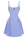 Abito Blu a Righe Buttons con Spalline Sottili Svasato Anni '60 3