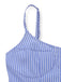 Abito Blu a Righe Buttons con Spalline Sottili Svasato Anni '60 4