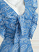 Blue 1970s Paisley Embroidered Ruffle V-Neck Dress 4