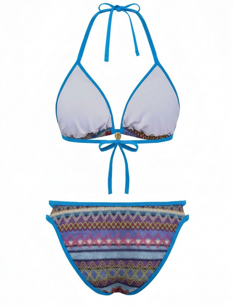 Set Bikini Bohémien Geometric in Maglia Halter Anni '70 13