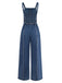 Tuta Lunga Blu in Denim Wide-Leg Overalls Frayed Anni '70 3