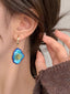 Orecchini Vintage Blu con Pendente a Fiore