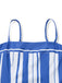 Abito Midi Blu e Bianco Anni '50 a Righe con Spalline Sottili