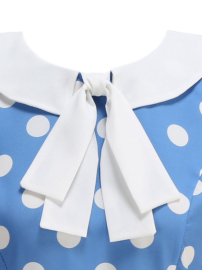 Abito a pois con colletto Peter Pan senza maniche  anni '50