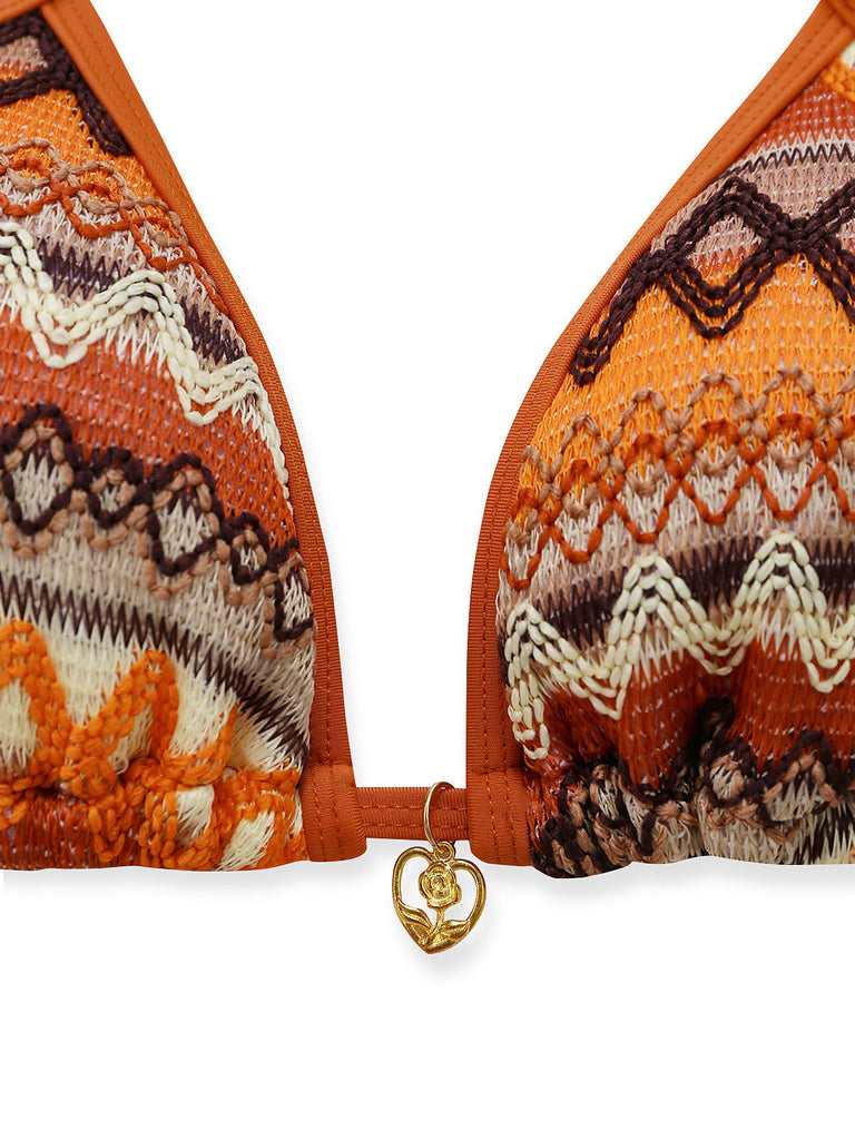 Set Bikini Bohémien Geometric in Maglia Halter Anni '70 5