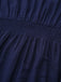 Abito lungo con ricami floreali blu navy anni '70