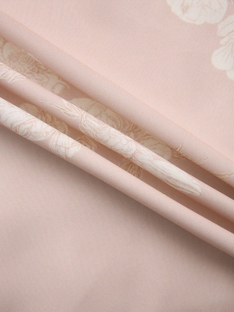 Abito rosa anni '40 senza maniche con scollo a V e cintura