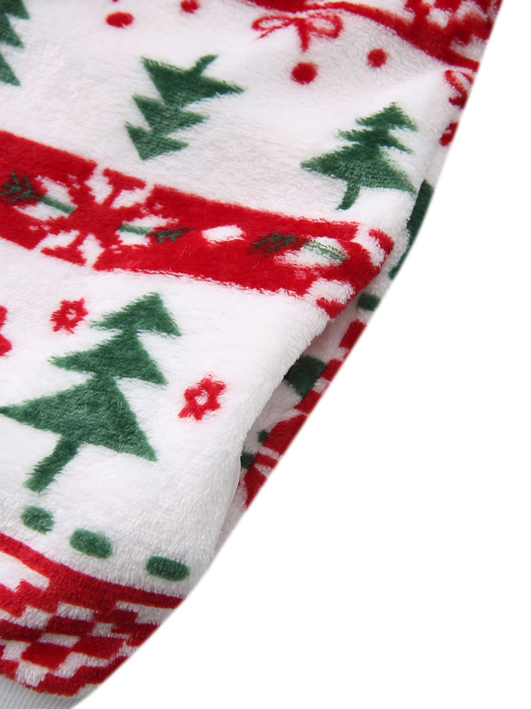 Felpa con cappuccio in peluche con renne e albero di Natale anni '40