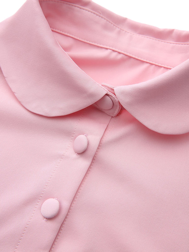 [Prevendita] Abito con mantella e revers a tinta unita rosa anni '50