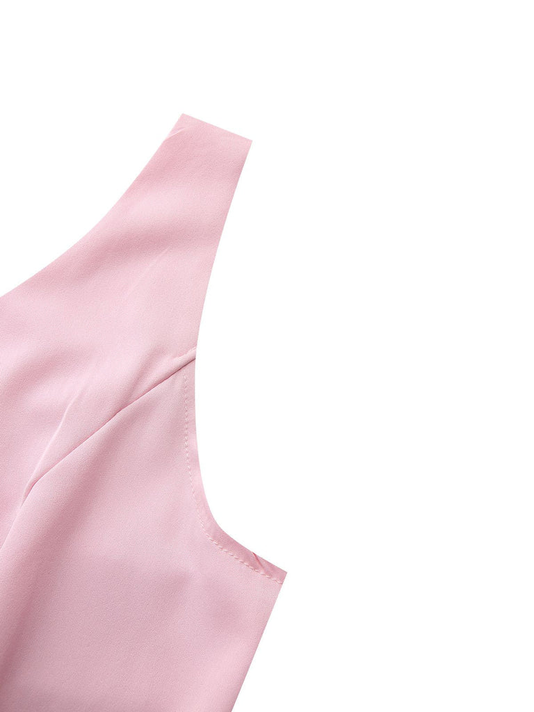 [Prevendita] Abito con mantella e revers a tinta unita rosa anni '50