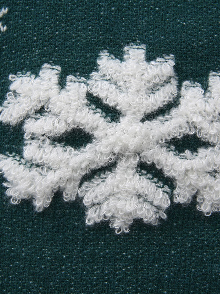 Maglione con fiocco di neve a collo alto in pile natalizio anni '40