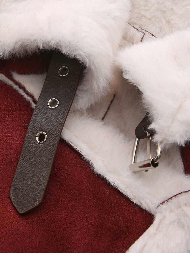 Giacca con tasche e fibbia in peluche con risvolto anni '40