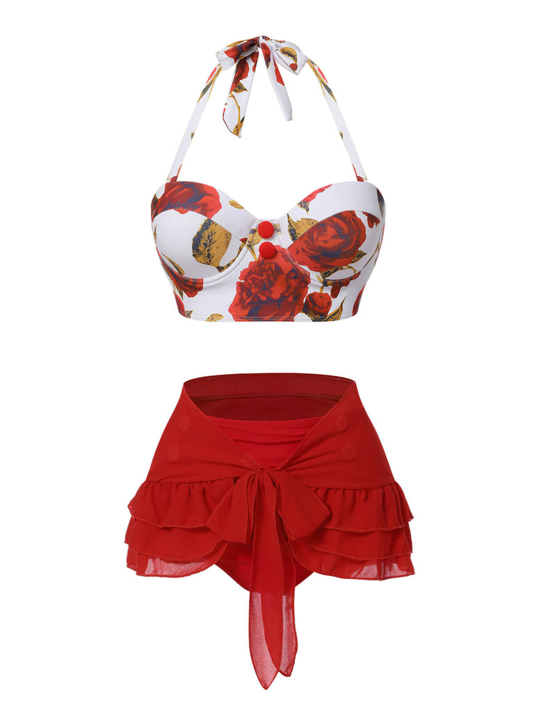 Gonna copricostume in chiffon con fiocco blu anni '60
